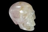 Realistic, Polished Brazilian Rose Quartz Crystal Skull #151073-2